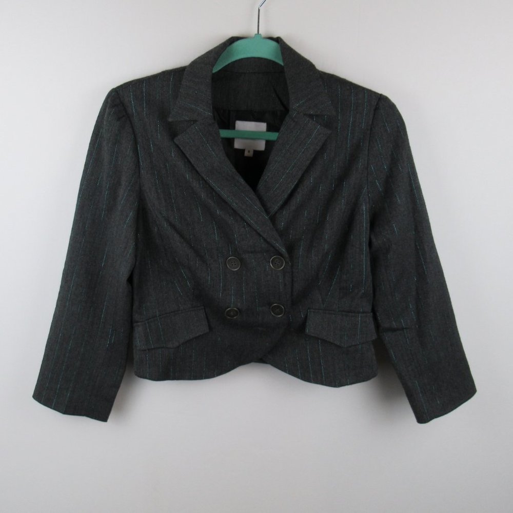 Walter Gray Striped Double Breasted Cropped Blazer sz 8